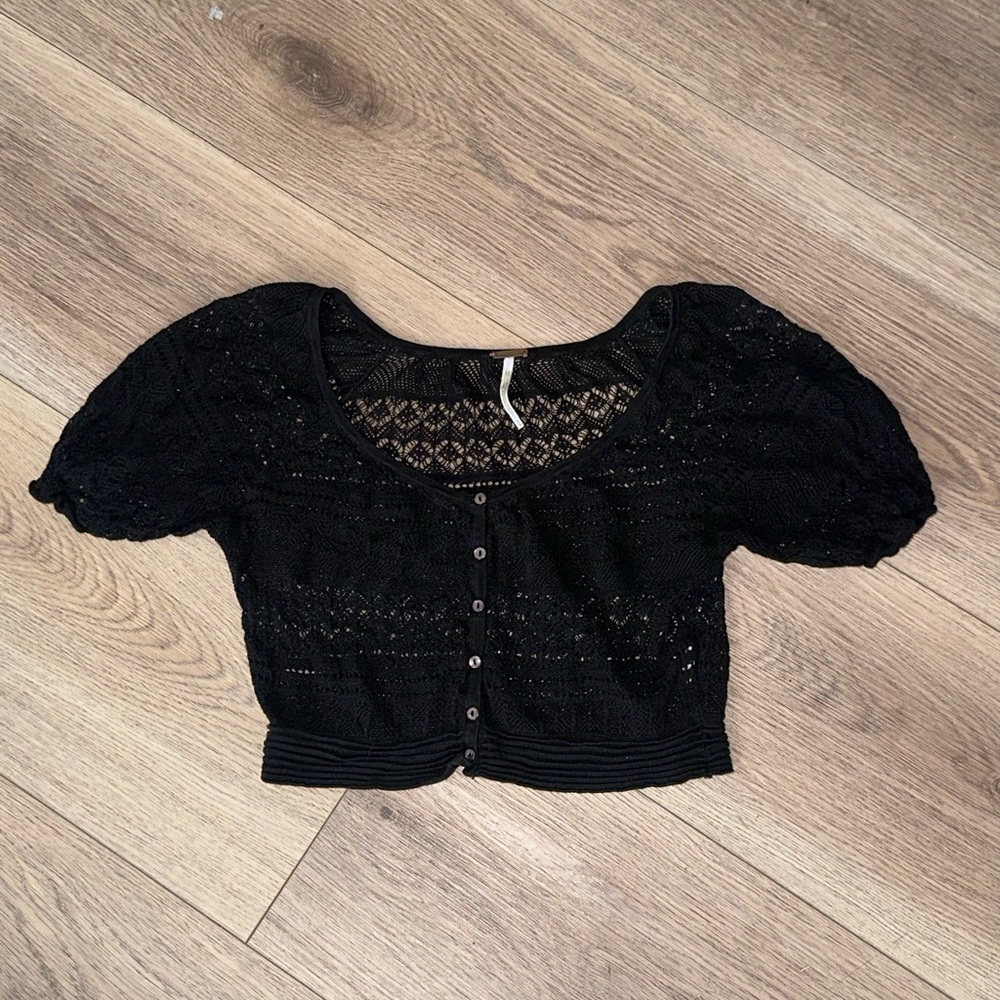 Free People crochet cropped cardigan top